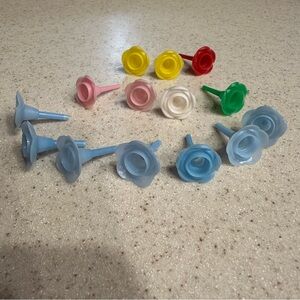Vintage candle holder picks cake topper flower multicolor 14 plastic